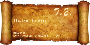 Thaler Ervin névjegykártya